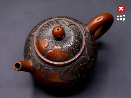 Авторский Чайник из Гуанси, Тонкая резьба Горлянки #224, 120-135мл