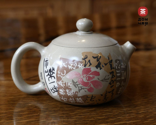 Чайник Сиши, Цзяньшуйская Белая глина "Розовый Пион", 200мл