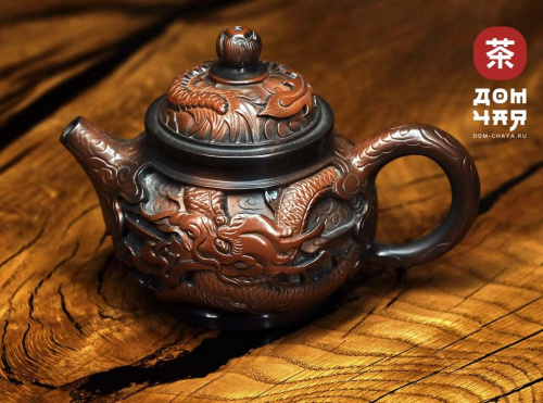 Огненный Феникс, глубокая резьба "Авторский Чайник из Гуанси", 250мл.