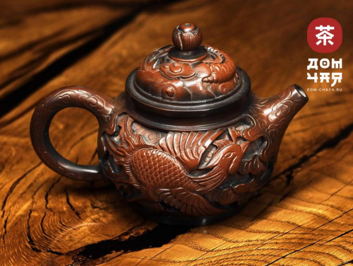 Огненный Феникс, глубокая резьба "Авторский Чайник из Гуанси", 250мл.