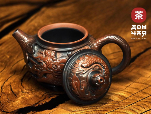 Огненный Феникс, глубокая резьба "Авторский Чайник из Гуанси", 250мл.