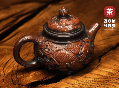 Огненный Феникс, глубокая резьба "Авторский Чайник из Гуанси", 250мл.