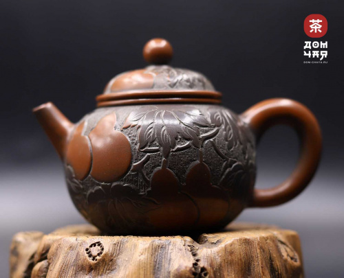 Авторский Чайник из Гуанси, Тонкая резьба Горлянки #224, 120-135мл