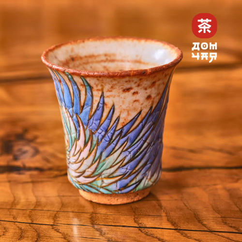 Пиала Сябони "Павлин" Дровяной обжиг Цзиндэчжэ́нь, ручная роспись