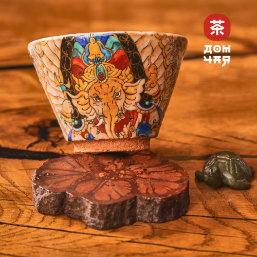 Пиала Сябони "Ганеша" Дровяной обжиг Цзиндэчжэнь, ручная роспись