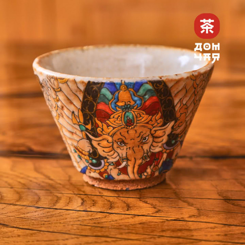 Пиала Сябони "Ганеша" Дровяной обжиг Цзиндэчжэнь, ручная роспись