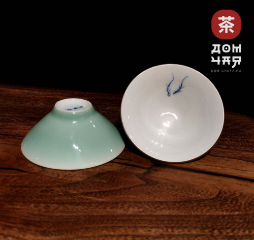 Пиала, Фарфор Селадон «Карпы» 60 мл