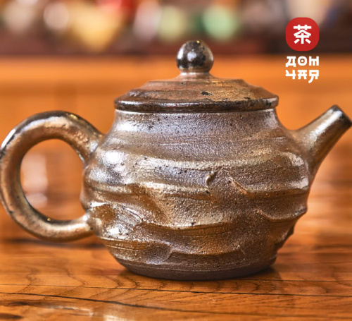 Чайник 190мл "Золотой Метеорит", цзяньшуйская керамика, дровяной обжиг