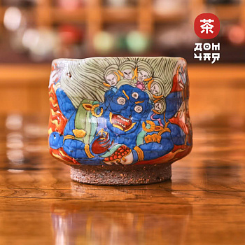 Пиала Сябони "Махакала" Дровяной обжиг Цзиндэчжэ́нь, ручная роспись